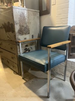 70s MCM Blue Steel Frame Accent Chair