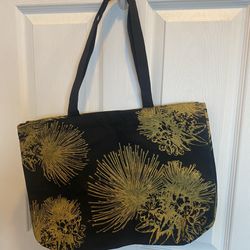Black/gold Ohia Lehua Tote Bag