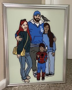 Glass Paintings Family, Friends, Pets, Anime & Cartoon Portraits Available LOCATED IN COVINA