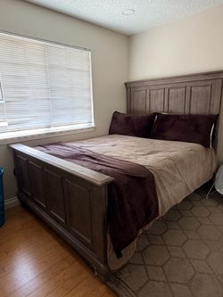 Queen Bed Frame + Queen Mattress – $300 OBO