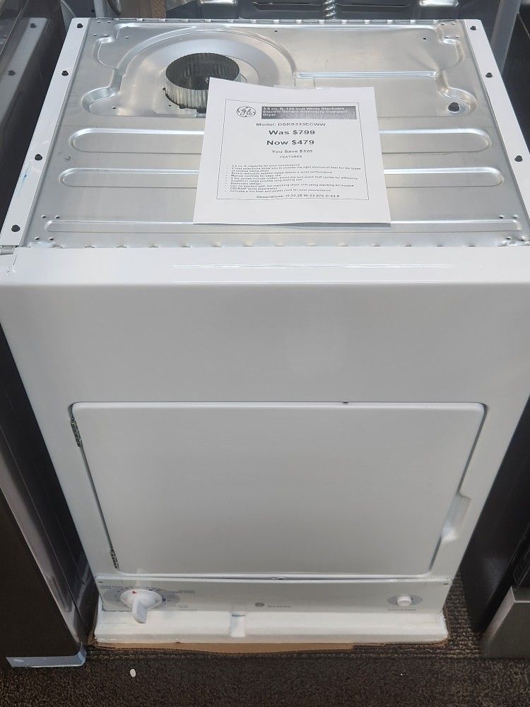 3.6 cu. ft. 120-Volt White Stackable Electric Vented Stationary Compact Dryer