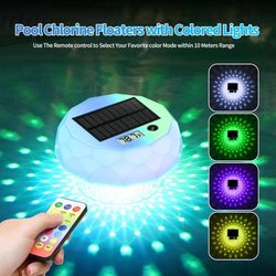 new 1 Pcs Pool Thermometer Floating Easy Read, Dynamic RGB Lights Pool Temperature Thermometer Floating Solar Digital Large LCD Backlit Display&Waterp