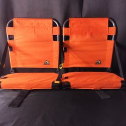 2 Orange Folding GCI Outdoor Stadium Chairs 