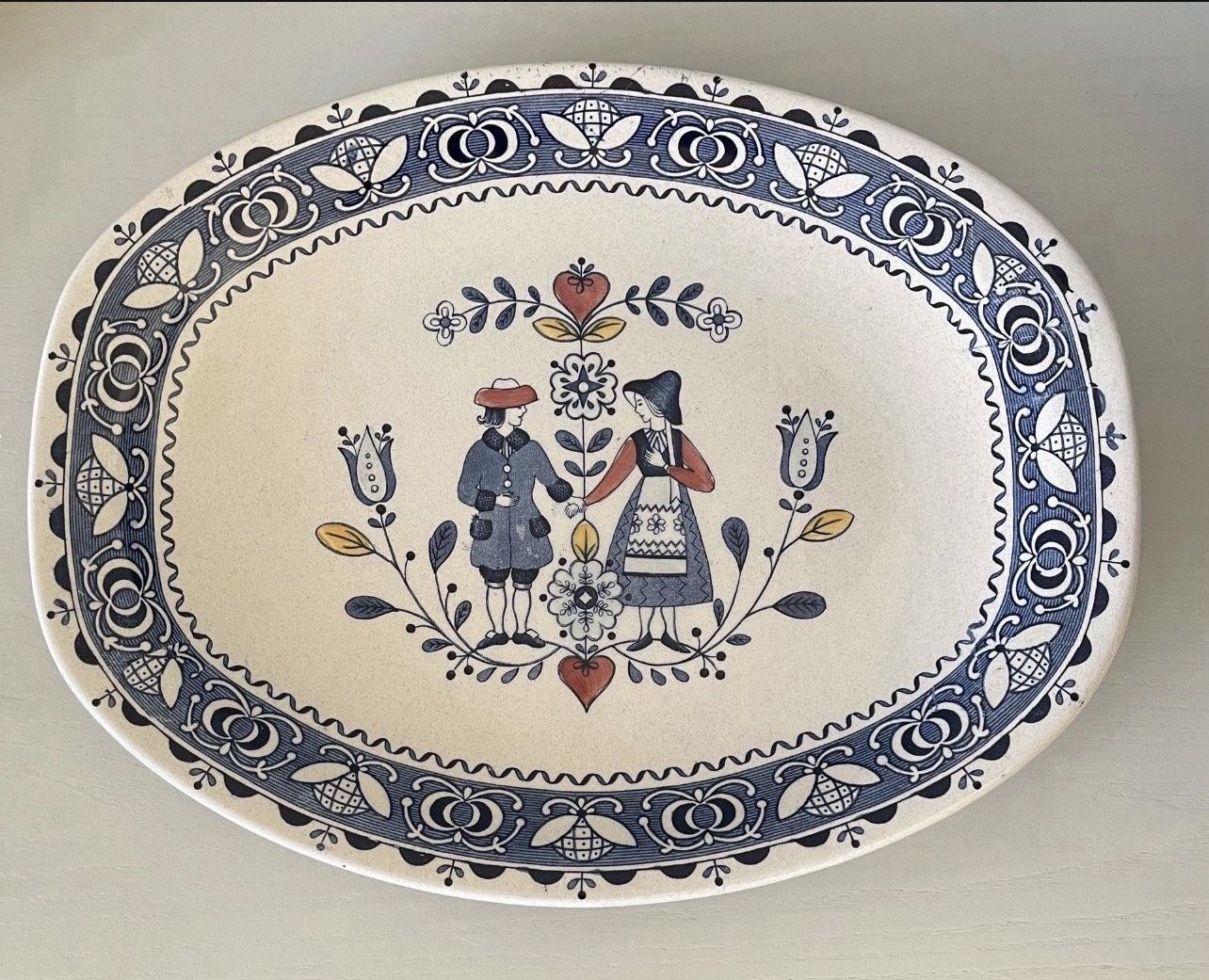 Vintage Johnson Brothers "Hearts & Flowers" oval serving platter.