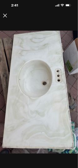 Marble-Look Bathroom Vanity Top with Integrated Sink