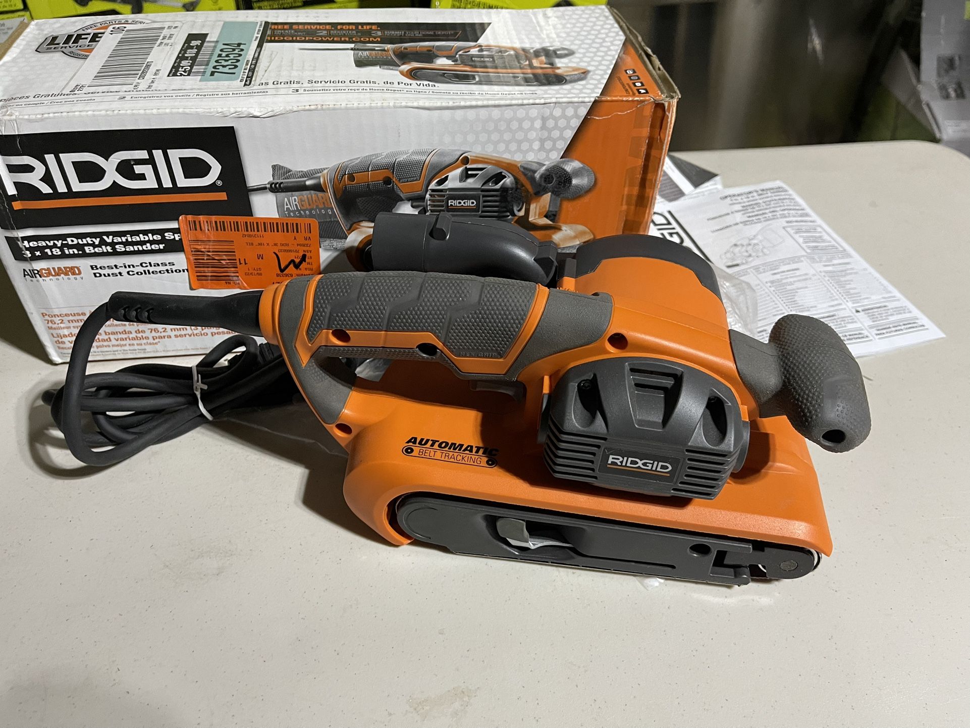 Ridgid Amp Corded W x 18 Heavy Duty Variable Speed Belt