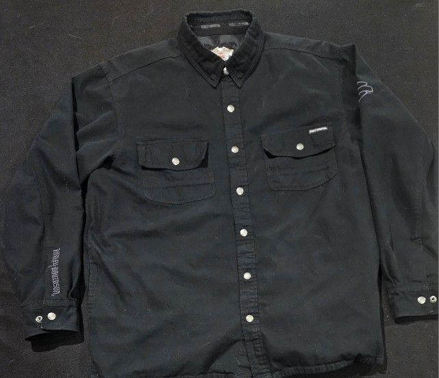 Harley-Davidson VTG Embroidery Button Up Long Sleeve Light Weight Jacket Size XL