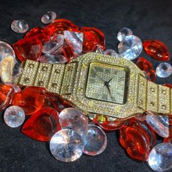 Golden ice Watch Resizable Unisex King Queen