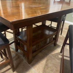 High Top Kitchen Table And 4-chairs Ashley Furniture Very Sturdy 