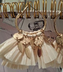 Gold Hoop Tassel Earrings with Charms