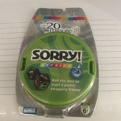 Parker Bros. Sorry Express Travel Game 20 Minute Game Break Game 2007 New Sealed