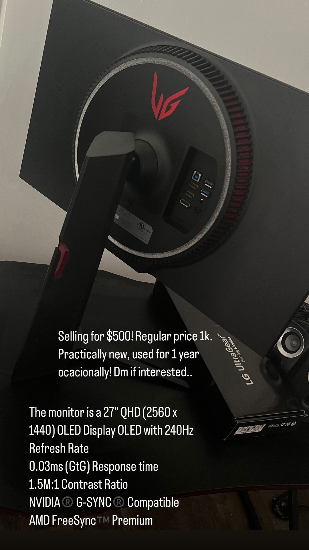 Display OLED Monitor, Gaming Table, Chair And Speakers 