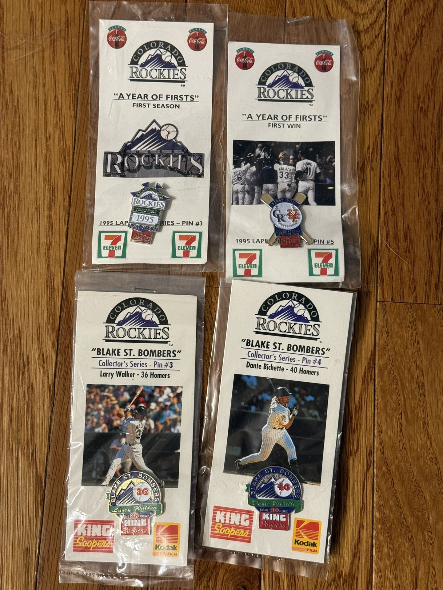 Colorado Rockies Vintage Pin Lot – Sealed 1993–2005 King Soopers & Coca-Cola MLB
