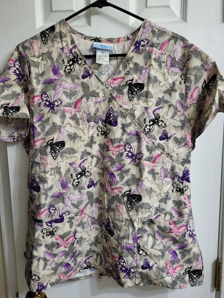 Butterfly Scrub Top Size Med