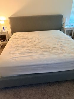King Size Upholstered Platform Bed Frame
