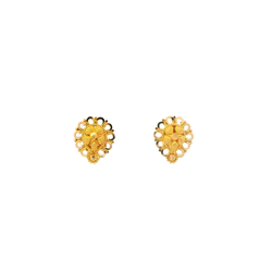 22K Yellow Gold Pear Flower Stud Earrings