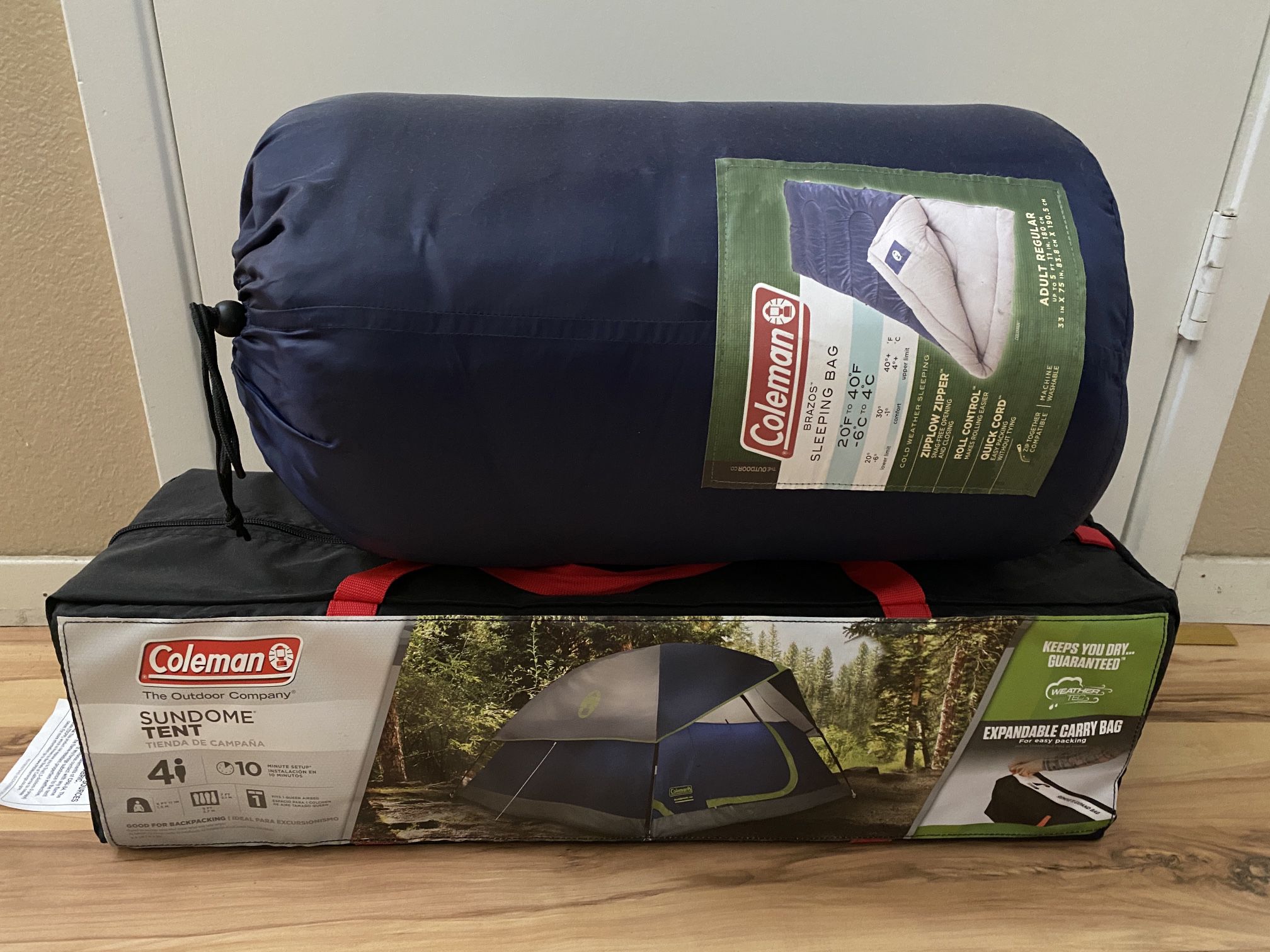 Coleman Camping Tent 4 Person And Sleeping Bag 