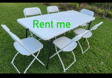 White folding chairs $1.5 each $7 each table located in 77015 cloverleaf area