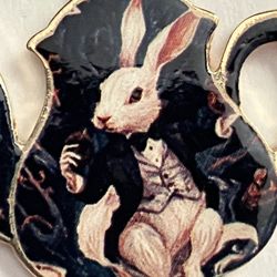 Alice In Wonderland WHITE RABBIT Teapot Charm Pendant Necklace - Fairy Tale Jewelry