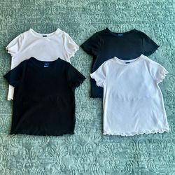 Girls Bundle of Old Navy Black & White Ribbed Shirts | Size 3T