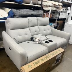 Gray Fabric Power Loveseat