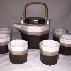 Vintage (1980's)Earthenware 7 pc teapot set