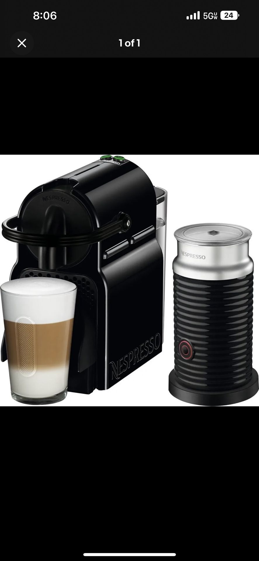 De'Longhi Nespresso INISSIA 19-Bar Espresso Machine EN80B Black...NEW