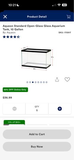 Aqueon 10 Gallon Standard Glass Aquarium Tank