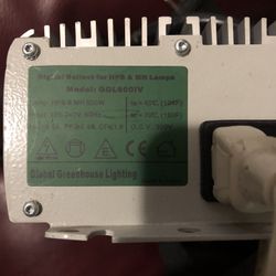 600 Watt  Hps /mh   120v-240v Global Greenhouse  Lighting Model  Ggl600lv Used Works 