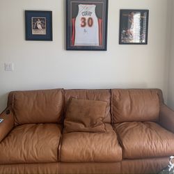 Eleanor Rigby Melrose Leather Couch And Two Leather Chairs