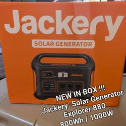 Jackery Explorer 880, 880 Wh / 1000w, Solar Electric Generator BRAND NEW IN BOX