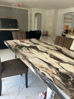 Marble dinner table with 4 chairs