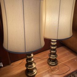Vintage Pair Of Drum Shade Lamps