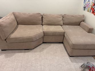 Beige fabric chaise sofa
