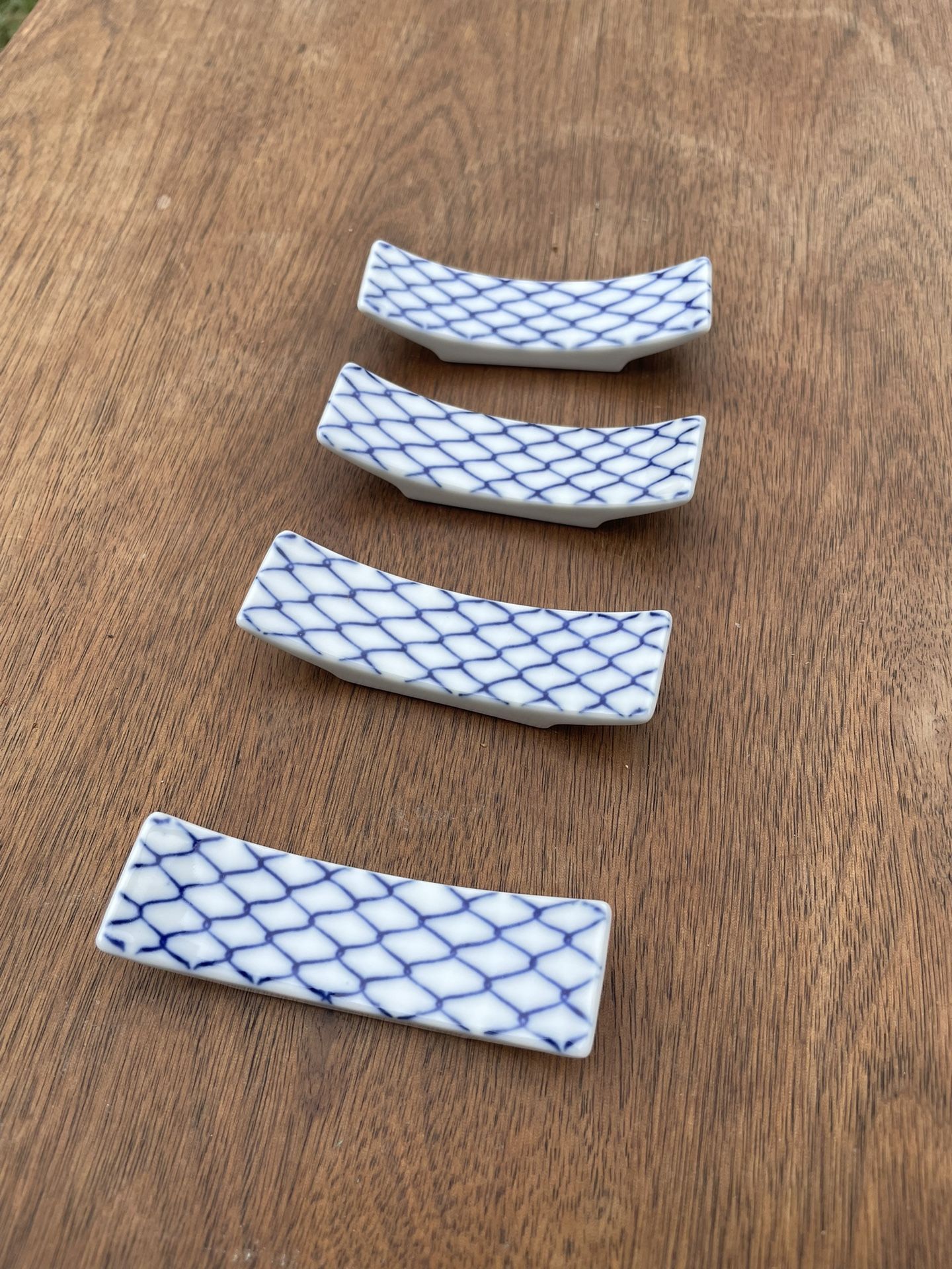 Japanese porcelain chopstick holder, blue and white