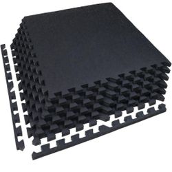 0.79in Thick 24 Sq Ft Exercise Equipment Mats, 6 Tiles Upgraded Rubber Top with High Density EVA Foam, Large Interlocking Puzzle Gym Flooring for Home