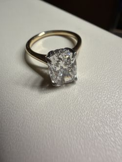 Engagement Ring - 3.09 ct Lab-Grown Cushion Diamond, F VS1, IGI, 14K/Platinum, Size 6.5