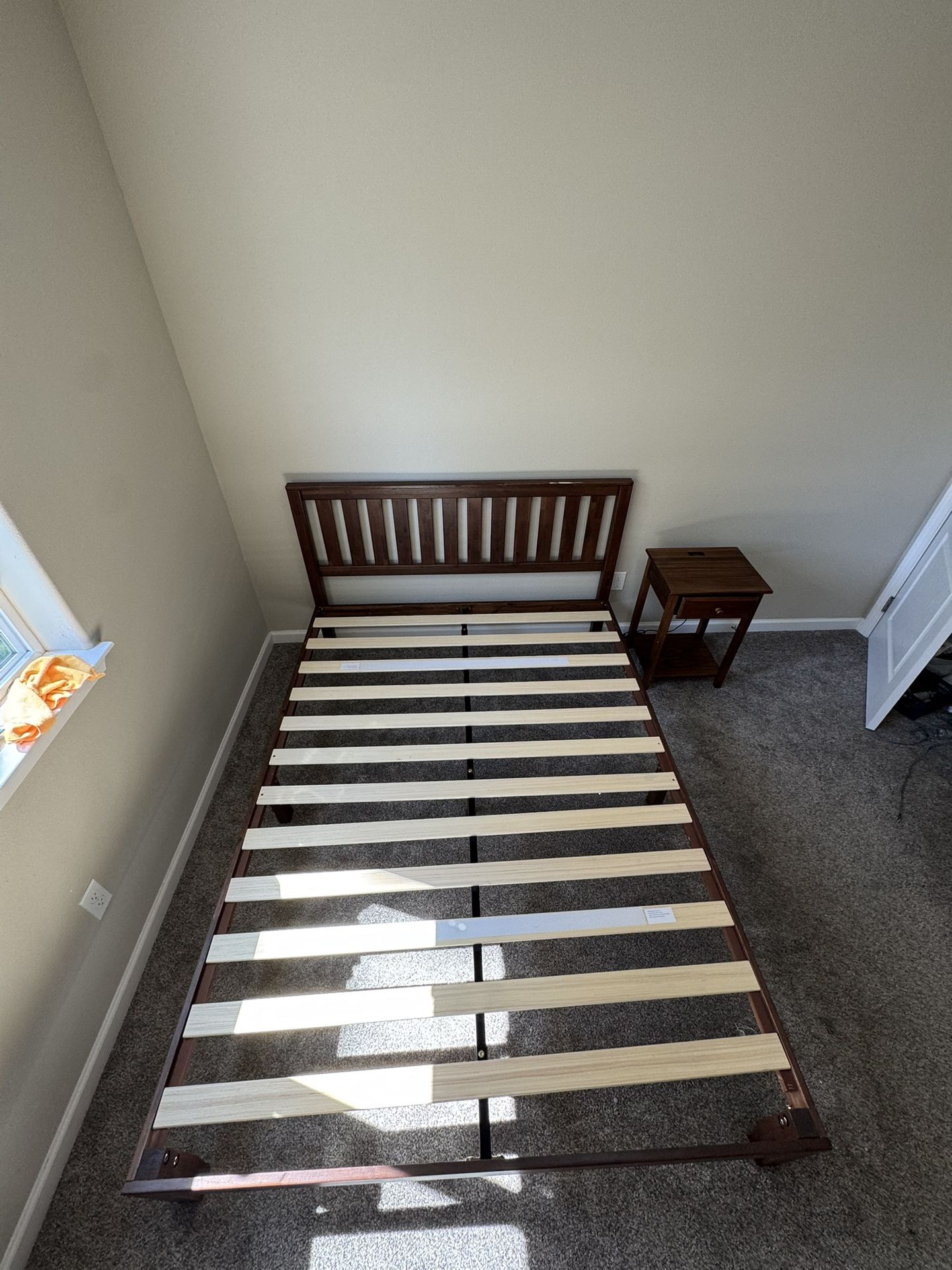 Wooden Bed Frame With Side Tables 