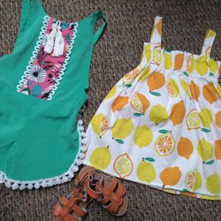 Little Girls Summer Clothes/sandals Bundle 12-18 Months/5 Shoes