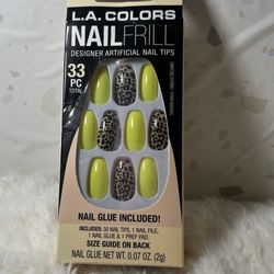 L.A. Colors Nail Frill Designer Artificial Nail Tips Coffin Shape Run Wild 33 Pc