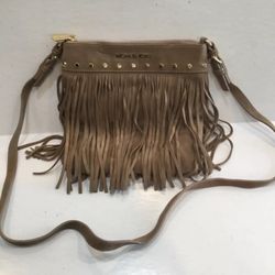 Michael Kors Beige Suede Fringe Billy Shoulder Bag