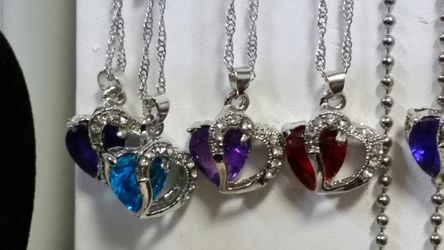 Stainless steel heart pendants with gemstones 1499 h