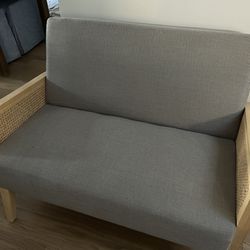 Loveseat With Rattan Arms