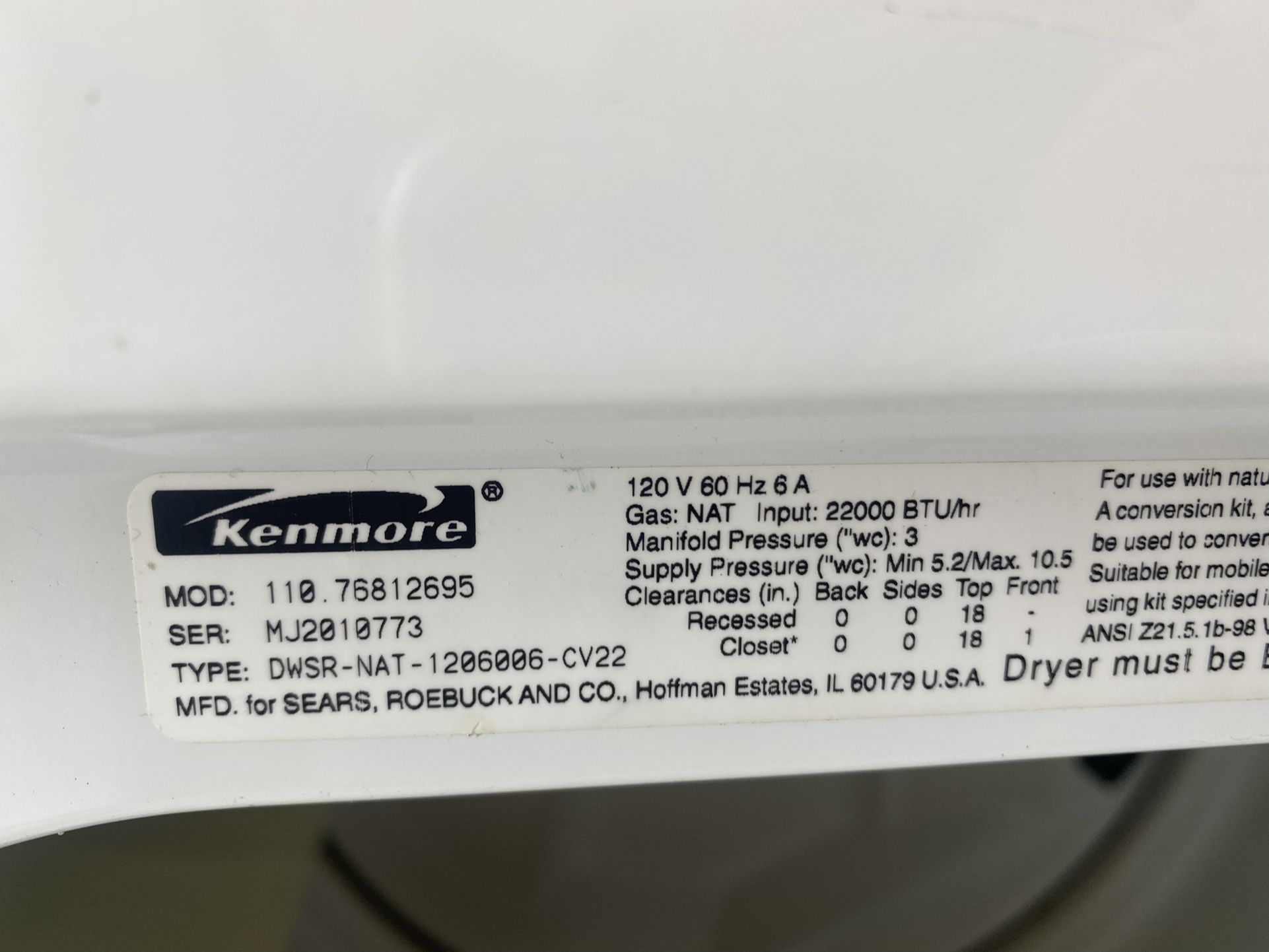 $450 Kenmore washer and dryer set with delivery in the San Fernando Valley