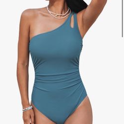 CUPSHE Women's One Piece Swimsuit Tummy Control Bathing Suit One Shoulder Cutout Slimming Swimwear