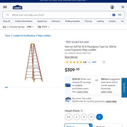 Werner 12 ft. Fiberglass Step Ladder (16 ft. Reach Height)