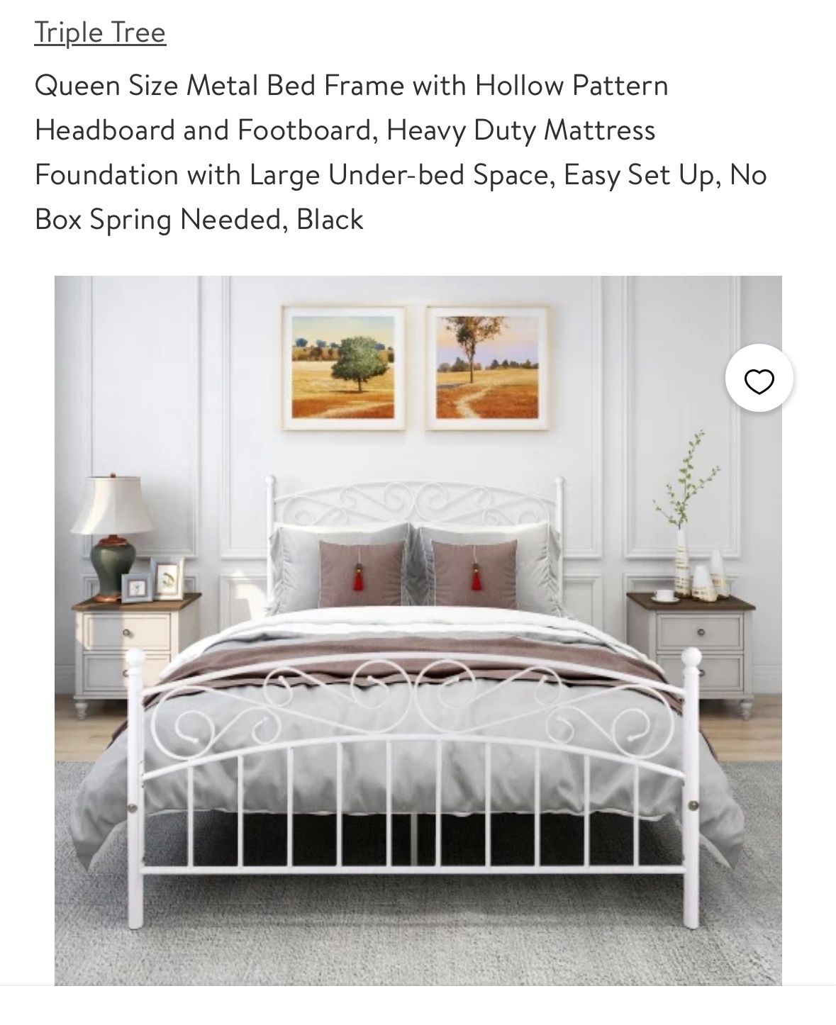 Queen Metal Bed Frame . White. 707G-WH