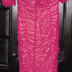 pink off shoulder dress