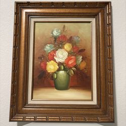 Original Floral Oil Painting Framed Signed