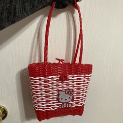 Small Girls Red And White Wire Basket Purse